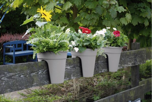 KHW KHW Geländerblumentopf Flowerclip, 3er Set, grau