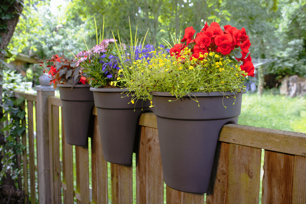 KHW KHW Geländerblumentopf Flowerclip, 3er Set, anthrazit