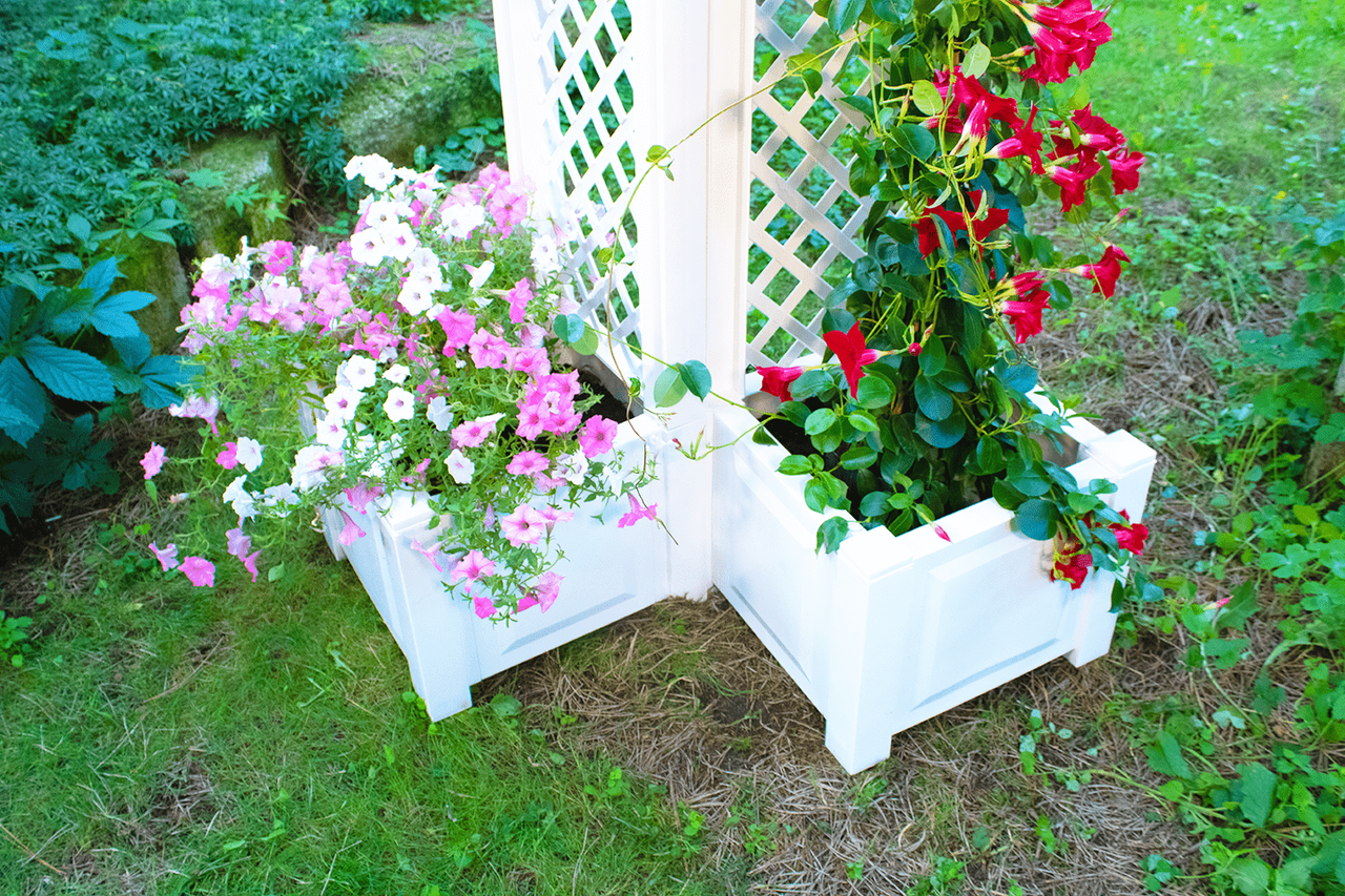 KHW KHW Pflanzkasten mit Spalier 43 cm, weiß – 2er Set