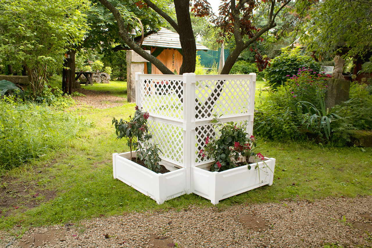 KHW KHW Pflanzkasten groß mit Spalier (2 – tlg.) 100 cm, weiß, 2er Set