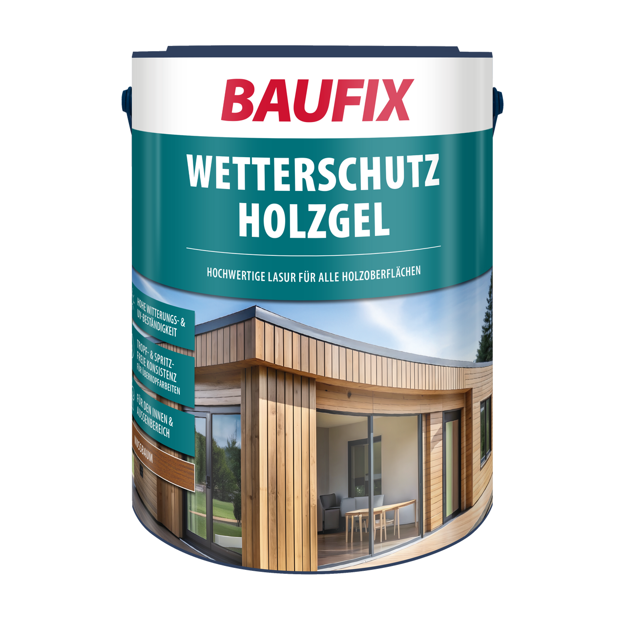 Baufix Wetterschutz – Holzgel nussbaum 5 L 2 – er Set