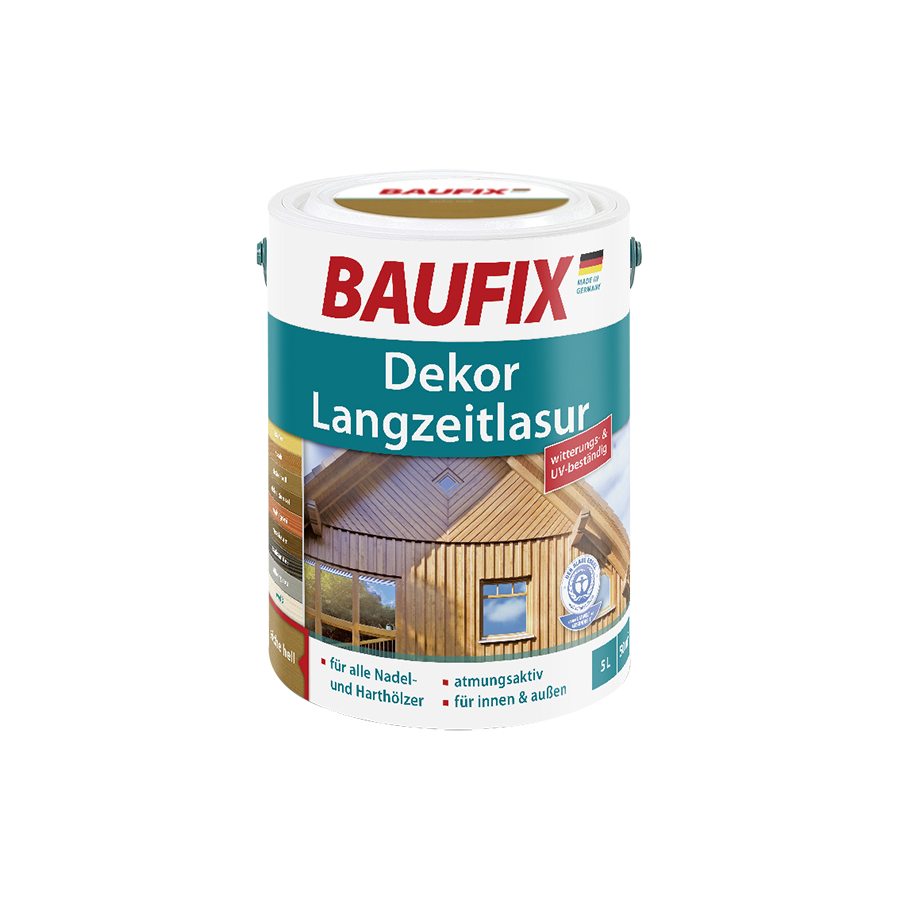 Baufix Dekor – Langzeitlasur, Dunkelbraun 5 L 2er Set