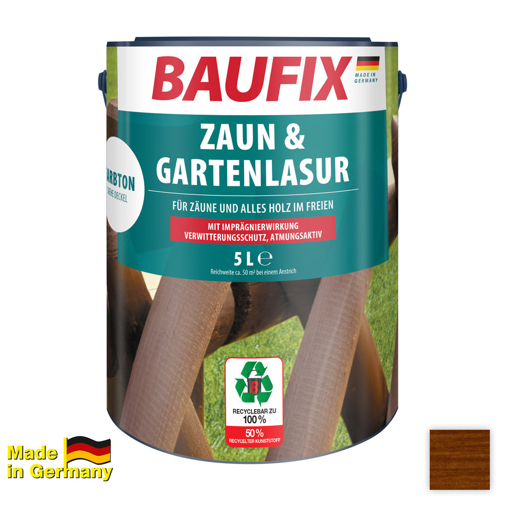 Baufix Zaun – und Gartenlasur, kastanie – 2er – Set