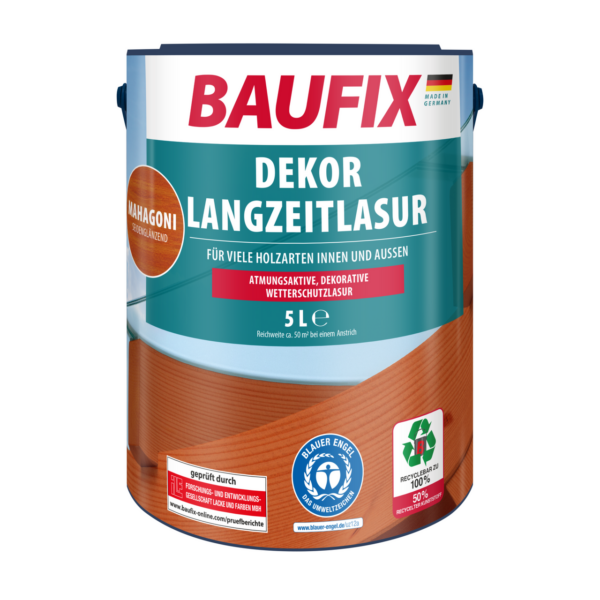 Baufix Dekor – Langzeitlasur mahagoni 5 L 2er Set