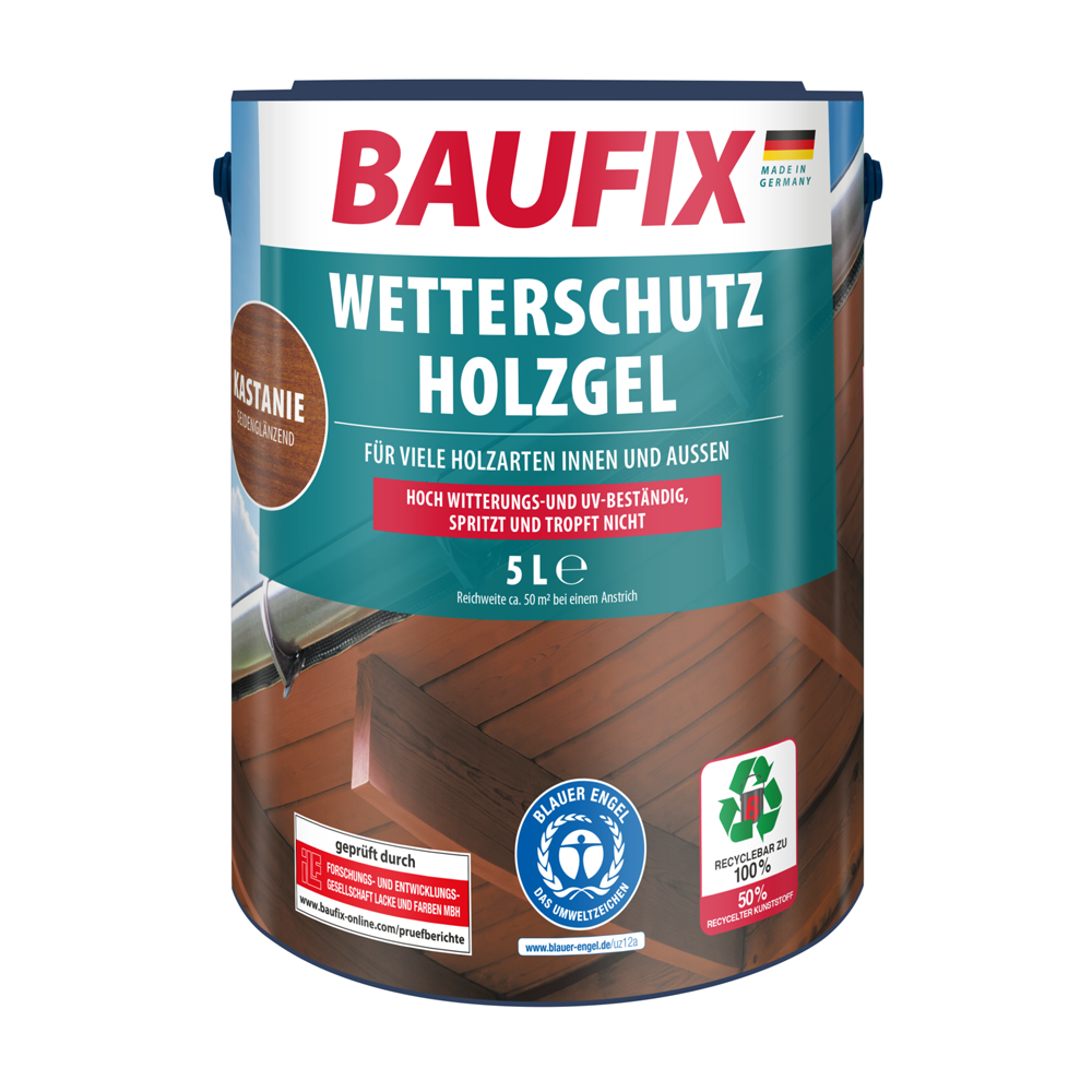 Baufix Wetterschutz – Holzgel kastanie 5 L 2 – er Set