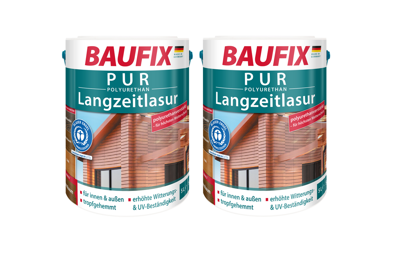 Baufix PUR – Langzeitlasur palisander 5 L 2er Set