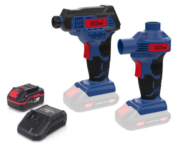 Güde Akku Kompressor u. Luftpumpenset KLS 18 – 0 inklusive Ladegerät & Akkupack Starter – Kit Set