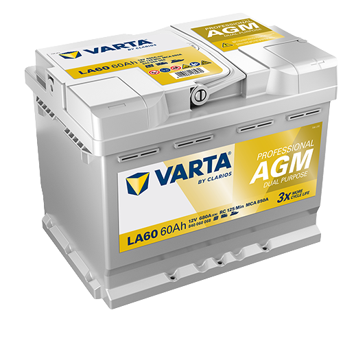 BVD VARTA Professional AGM LA60 Batterie 840060068K312, LA60, 12 V, 60 Ah, 680 A