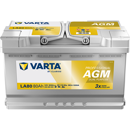 BVD VARTA Professional AGM LA80 Batterie 840080080K312, LA80, 12 V, 80 Ah, 800 A