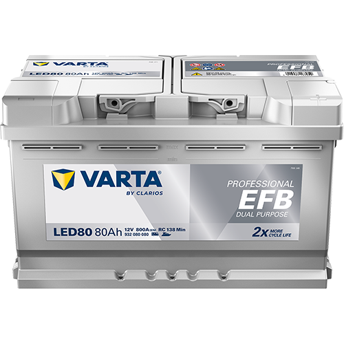 BVD VARTA Professional EFB LED80 Batterie 932080080K312, LED80, 12 V, 80 Ah, 800 A