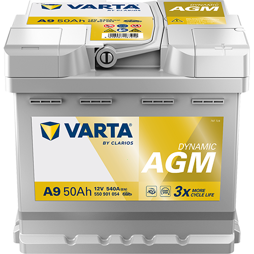 BVD VARTA Dynamic AGM A9 Batterie 550901054K262, A9, 12 V, 50 Ah, 540 A