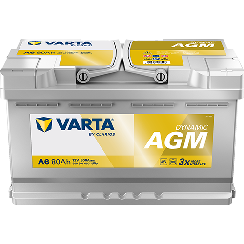 BVD VARTA Dynamic AGM A6 Batterie 580901080K262, A7, 12 V, 80 Ah, 800 A