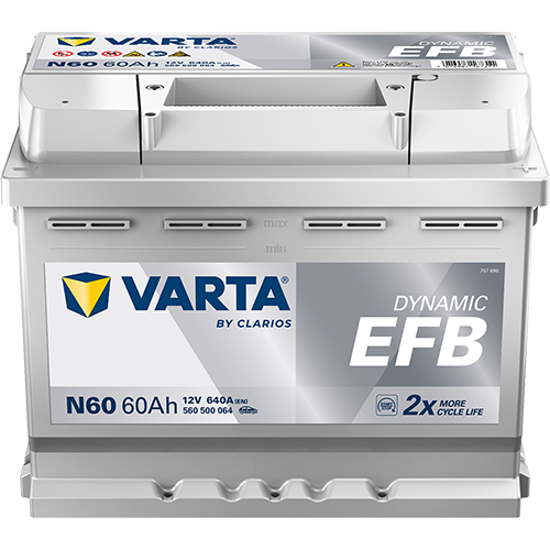 BVD VARTA Dynamic EFB N60 Batterie 560500064K262, N60, 12 V, 60 Ah, 640 A