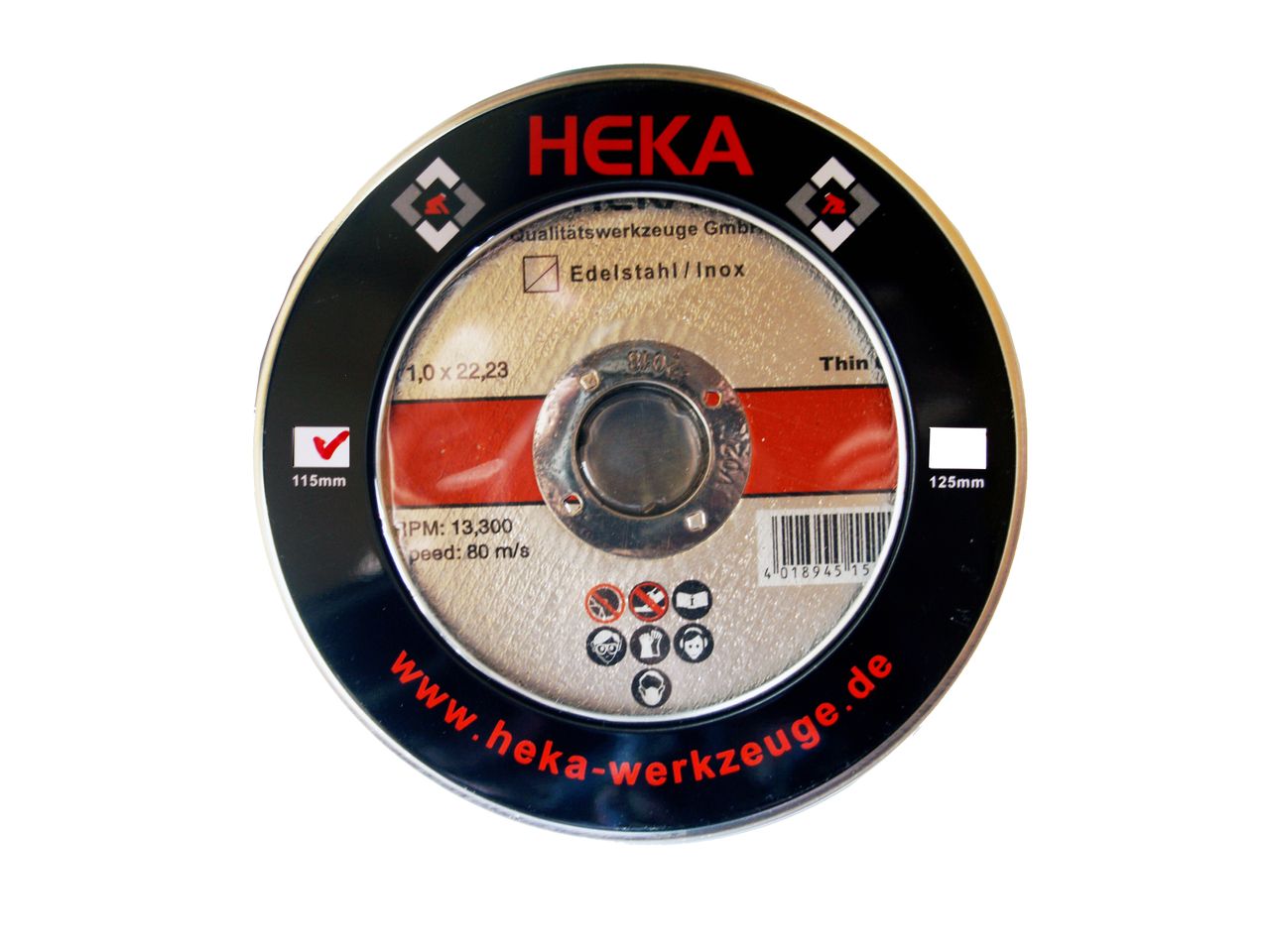 Heka Werkzeuge GmbH Trennscheibe Edelstahl 115×1.0x22 (10 Stk.) in Metallbox