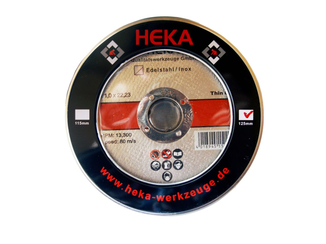 Heka Werkzeuge GmbH Trennscheibe Edelstahl 125×1.0x22 (10 Stk.) in Metallbox