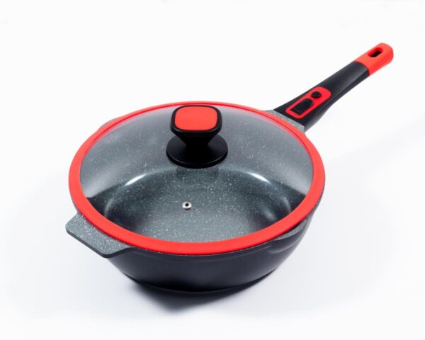 4019256018222-1 King Click – Grip Bratpfanne Aluguss mit Keramikbeschichtung Ø24cm mit Glasdeckel