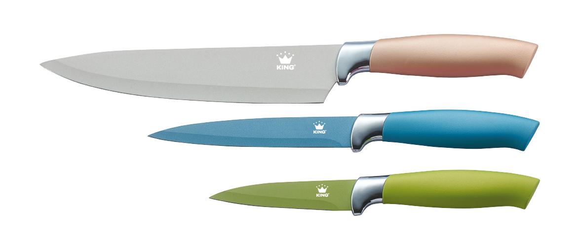 King Messerset Metallic Design 3 Messer im Geschenkkarton