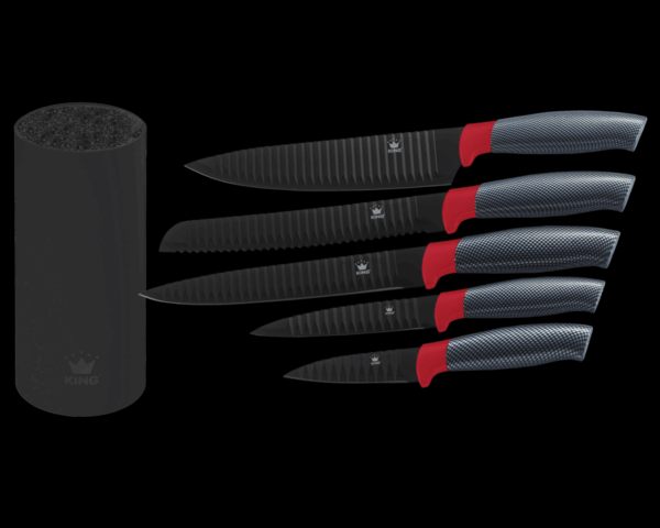 King 6tlg. Messerset CARBON RED LINE inkl. Messerblock