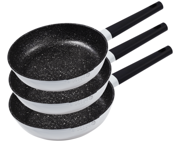 King 3tlg. Bratpfannenset« SHINE – GREY, Induktion, 20+24+28cm