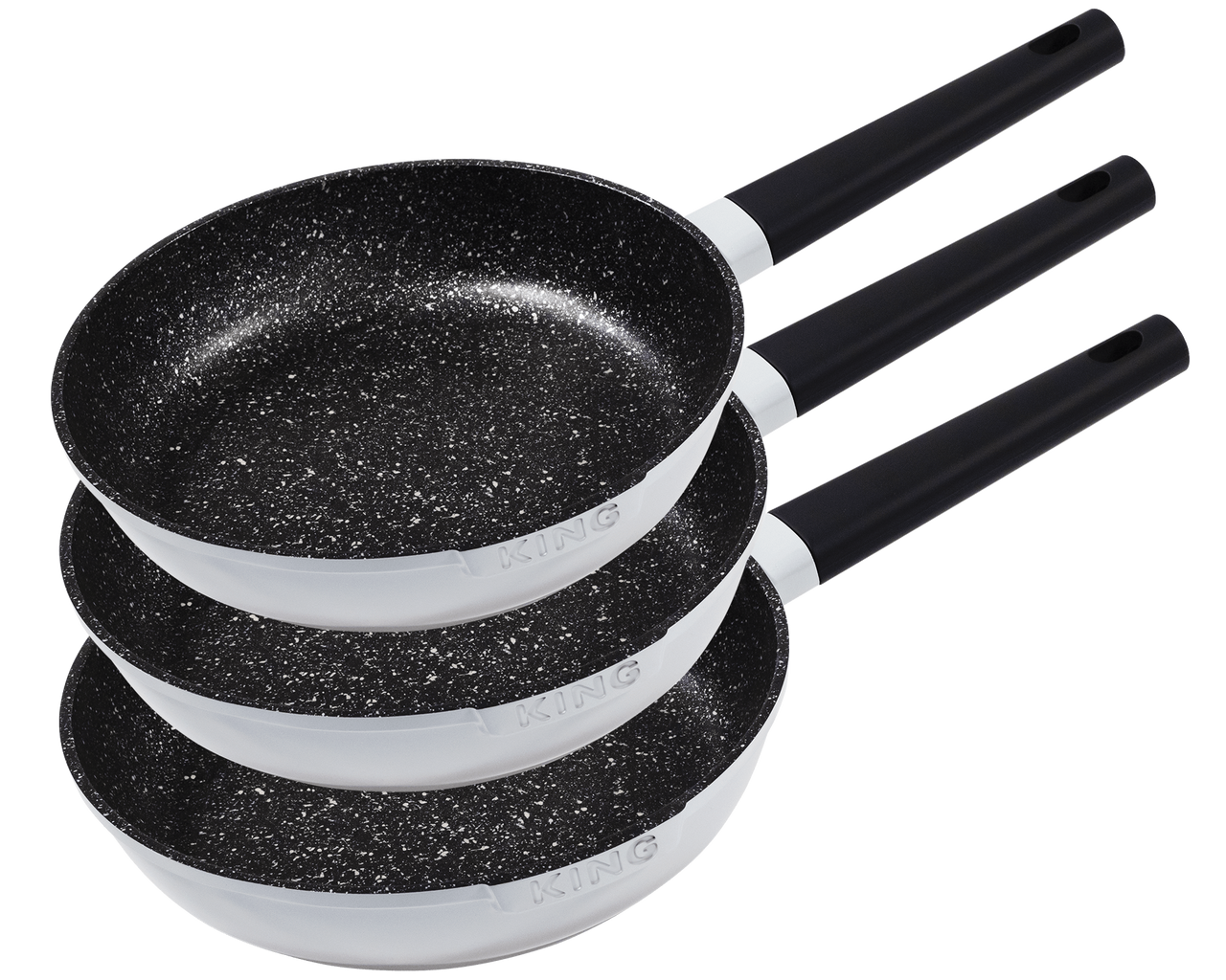 King 3tlg. Bratpfannenset« SHINE – GREY, Induktion, 20+24+28cm