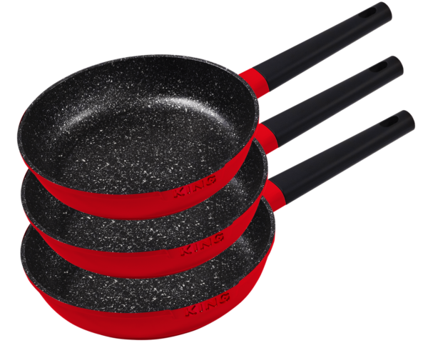 King 3tlg. Bratpfannenset« SHINE – RED Induktion, 20+24+28cm