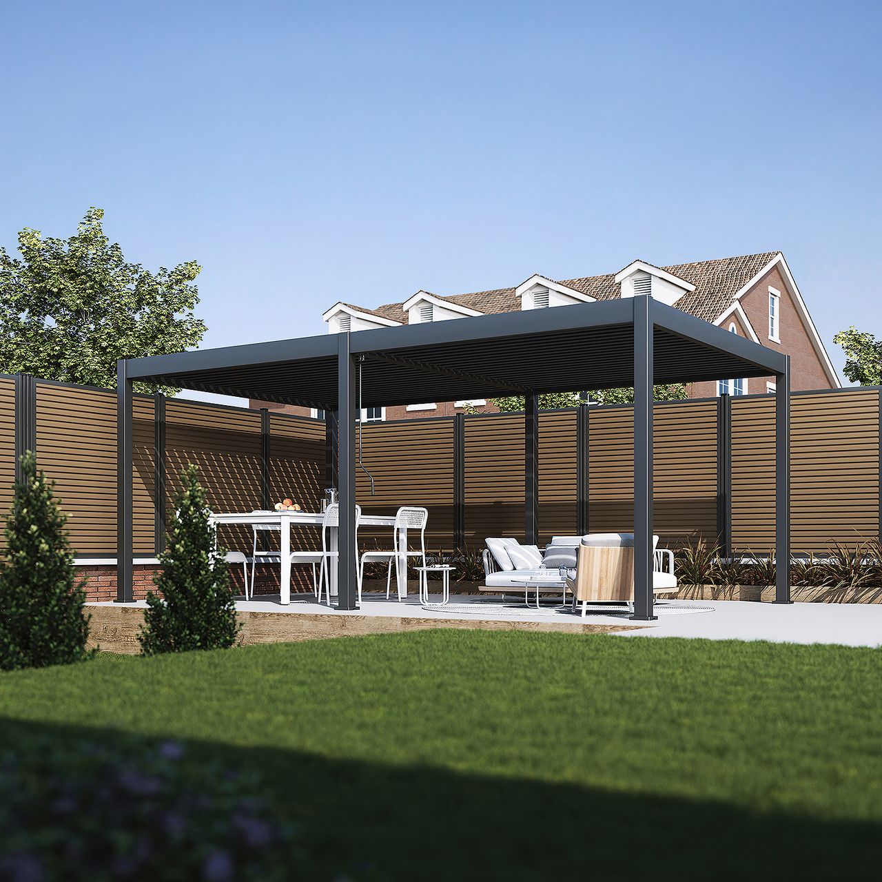 bellavista® Home & Garden Pergola Lamellen – Pavillon „Oasis“ 360 x 600 cm, Aluminium, anthrazit