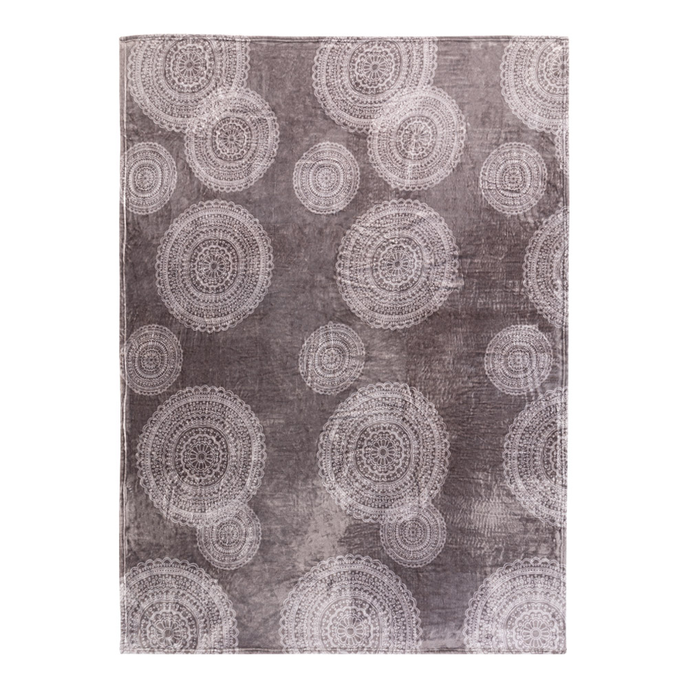 DREAMTEX Kaschmirtouch – Decke, ca. 150 x 200 cm – Ornamentkreise Granit