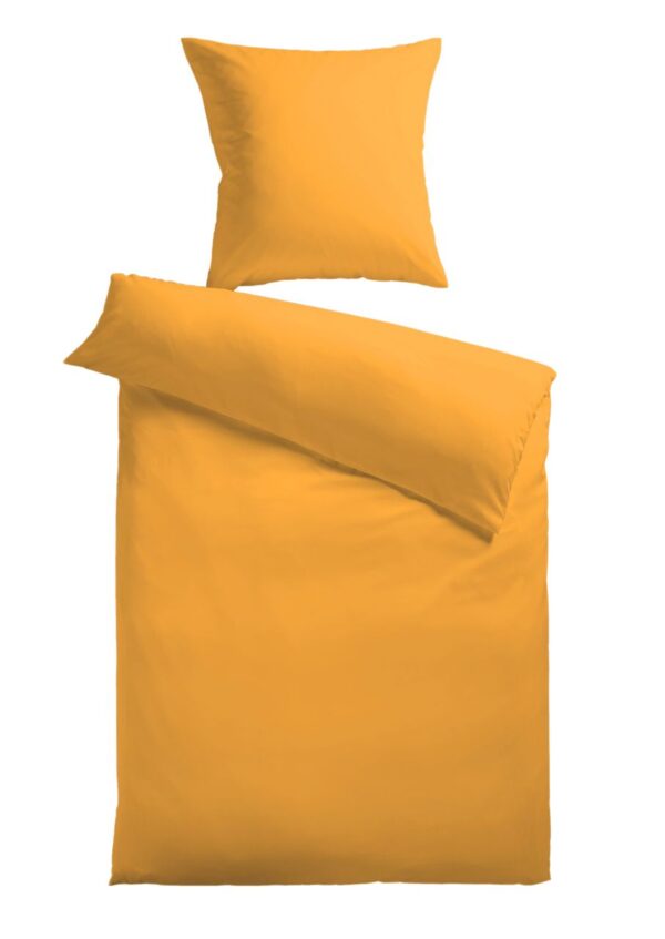 Kinzler Baumwoll – Satin Bettwäsche Uni 80 x 80 + 155 x 200 cm, farbe gelb