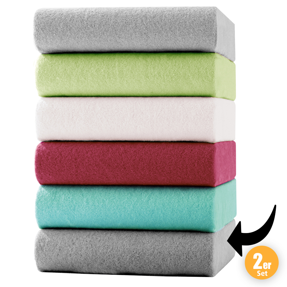 DREAMTEX Teddy – Plüsch – Spannbetttuch, je ca. 140 – 160 x 200 cm – Anthrazit, 2er – Set