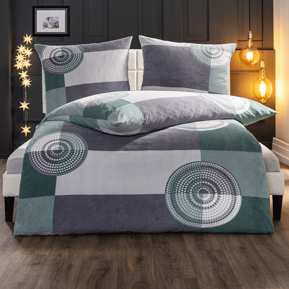 DREAMTEX Coral – Fleece – Bettwäsche ca. 80 x 80 + ca. 135 x 200 cm