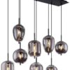 GLOBO Pendelleuchte Blacky schwarz Metall Rauchglas B/H/L: ca. 34x120x94 cm E14 8 Brennstellen GLOBO Pendelleuchte Blacky schwarz Metall Rauchglas B/H/L: ca. 34x120x94 cm E14 8 Brennstellen