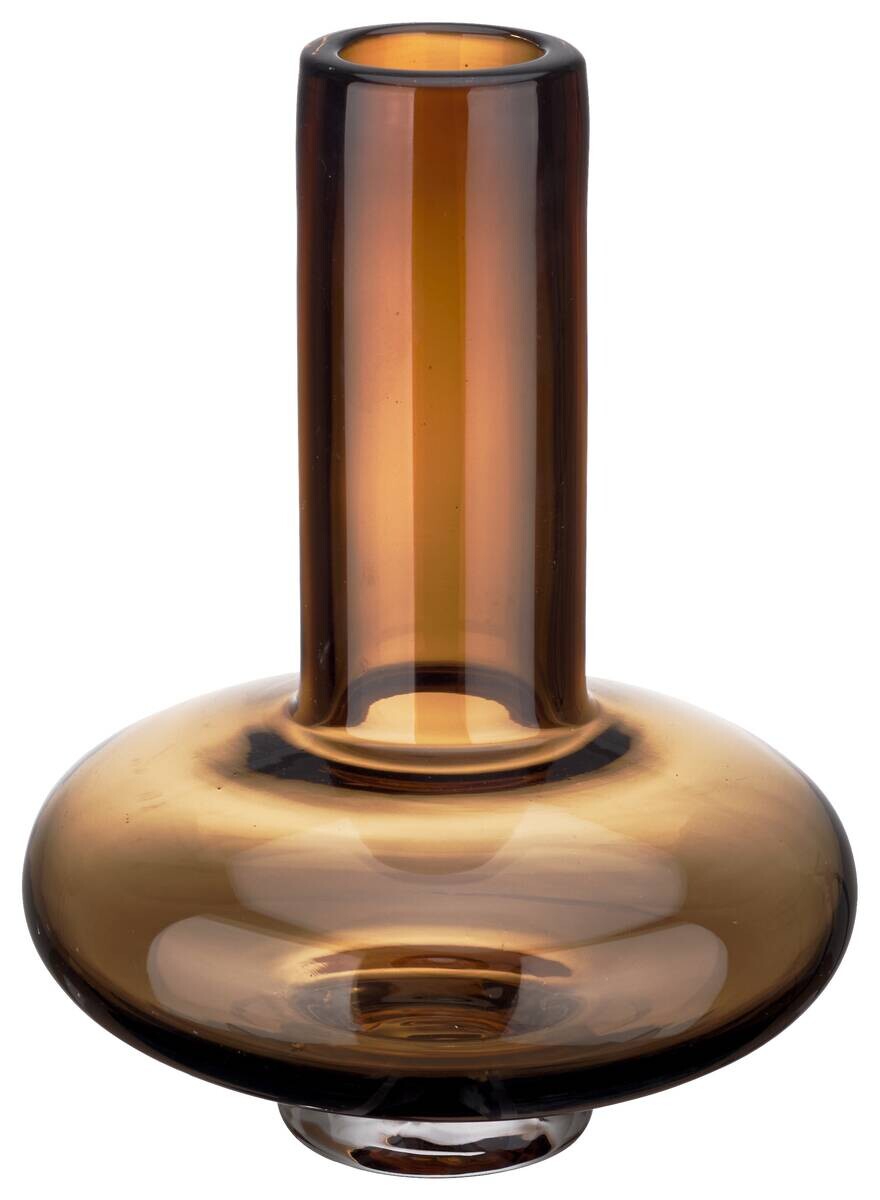 Vase braun Glas H/D: ca. 17,5x13,5 cm
