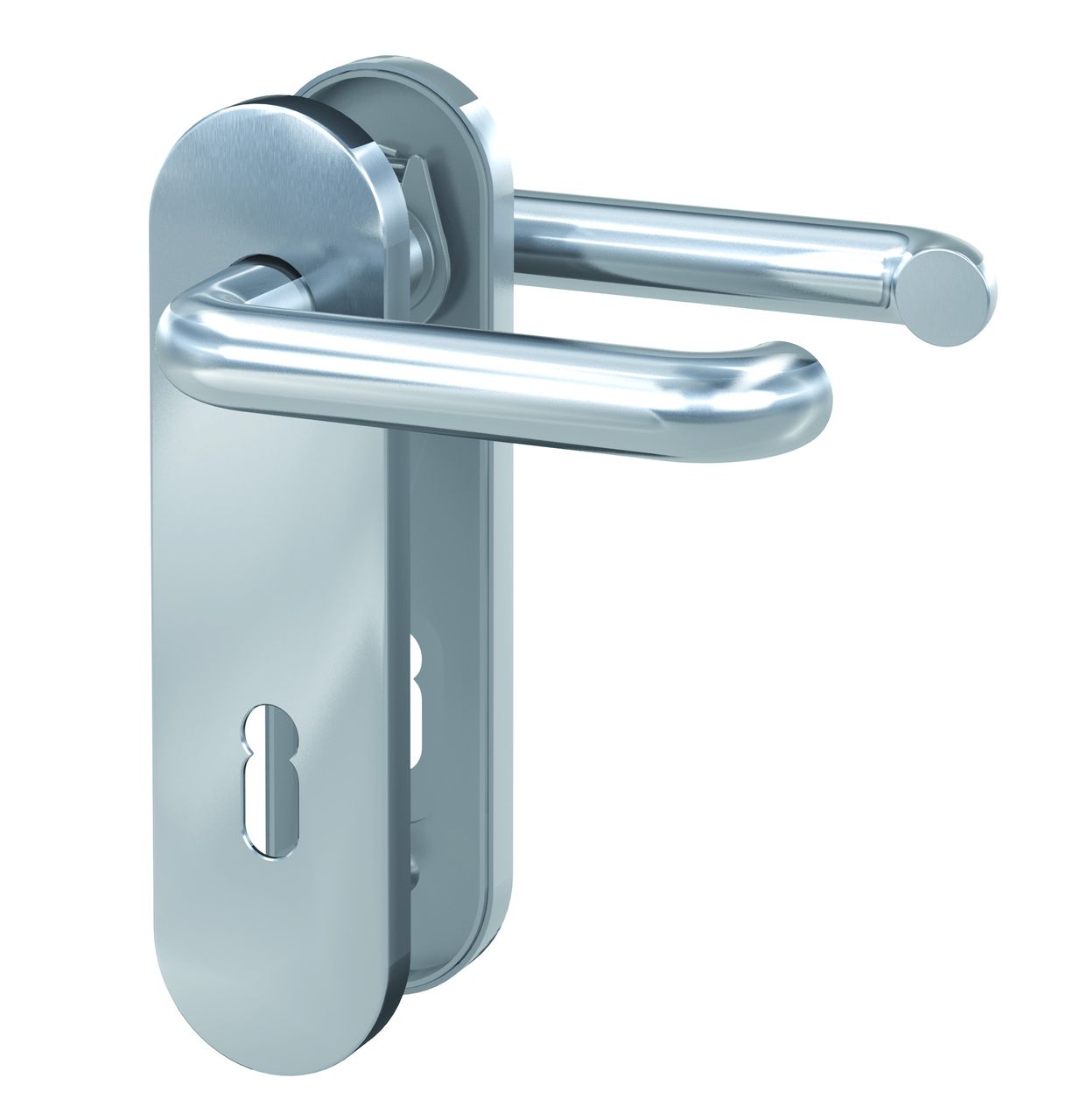 Basi Kurzschild – Drücker – Garnitur – ZB 3800 – Edelstahl – Lochung: Buntbart