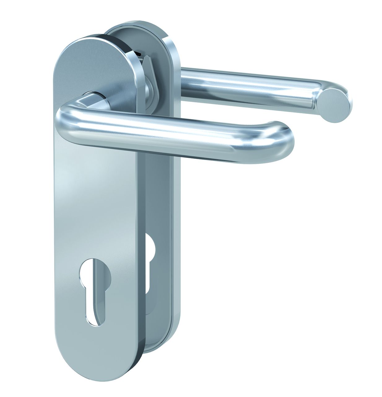 Basi Kurzschild – Drücker – Garnitur – ZB 3800 – Edelstahl – Lochung: Profilzylinder