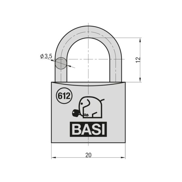 Basi Vorhangschloss – VHS 612 – 20 mm – Gleichschließend Nr. 2005