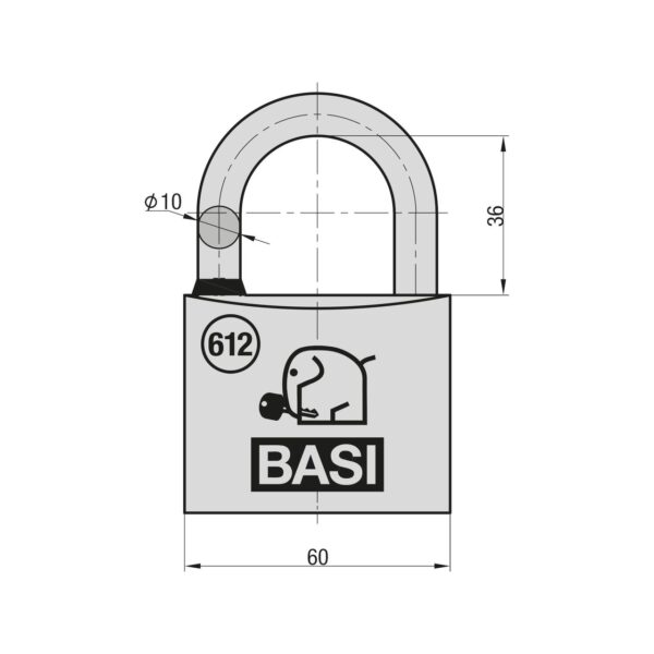4026434150360-2 Basi Vorhangschloss – VHS 612 – 60 mm – Gleichschließend Nr. 6005 – Wasserstop