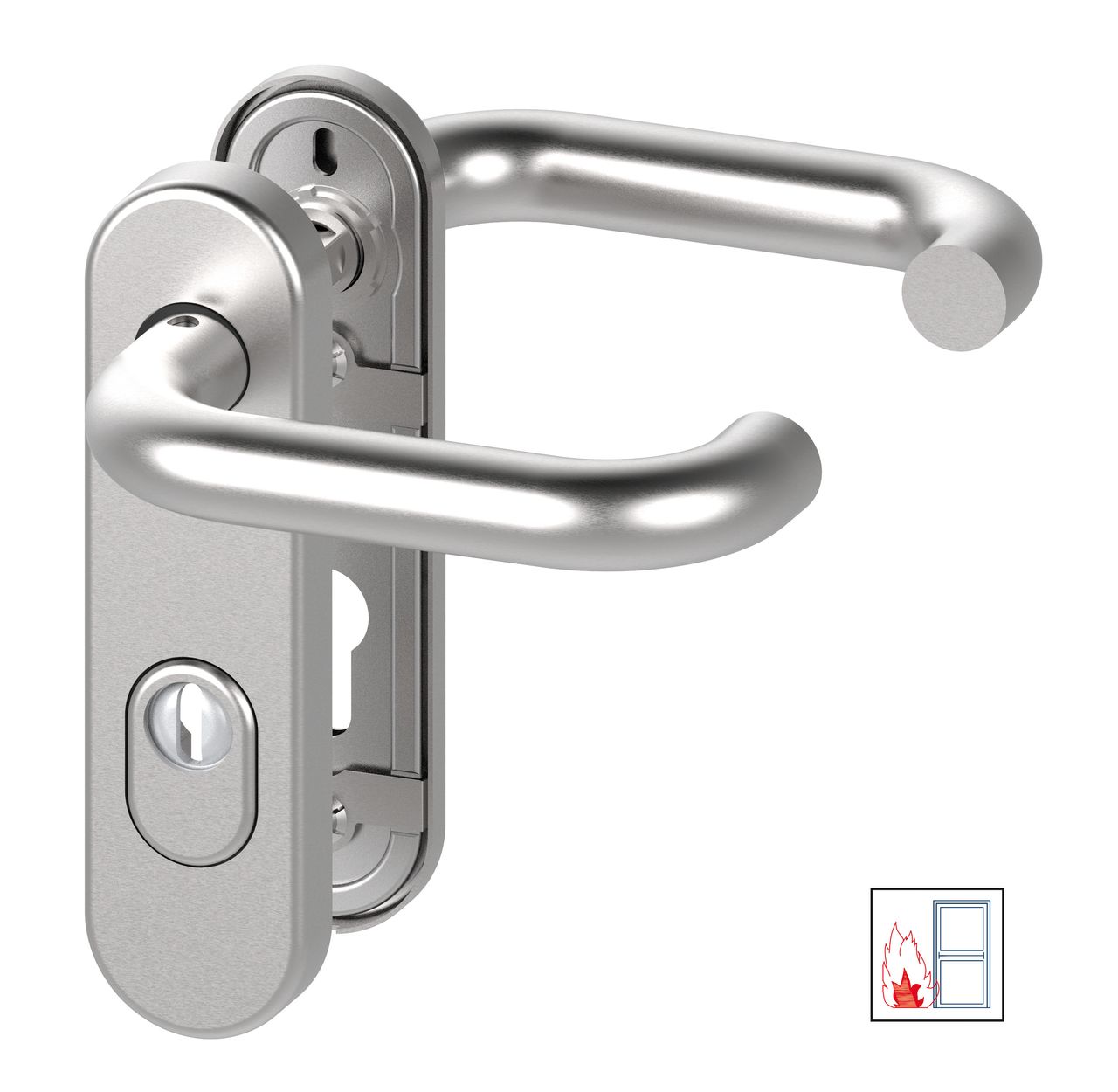 Basi FS – Drücker – Schutzbeschlag – SB/FS 2200K – ES1 – ZA – Kurzschild rund – Edelstahl