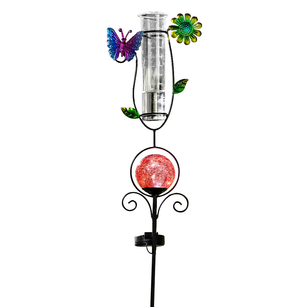 I-GLOW LED Solar Stecker mit Regenmesser, Schmetterling