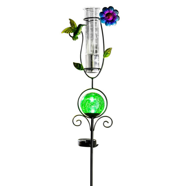 I-GLOW LED Solar Stecker mit Regenmesser, Kolibri