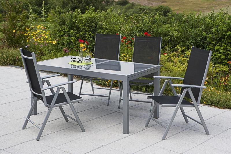 Merxx 5tlg. Amalfi Klappsessel Set, schwarz