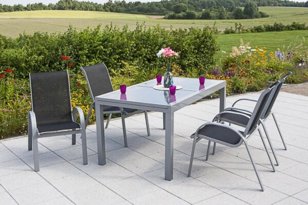 Merxx 5tlg. Amalfi Stapelsessel Set, schwarz