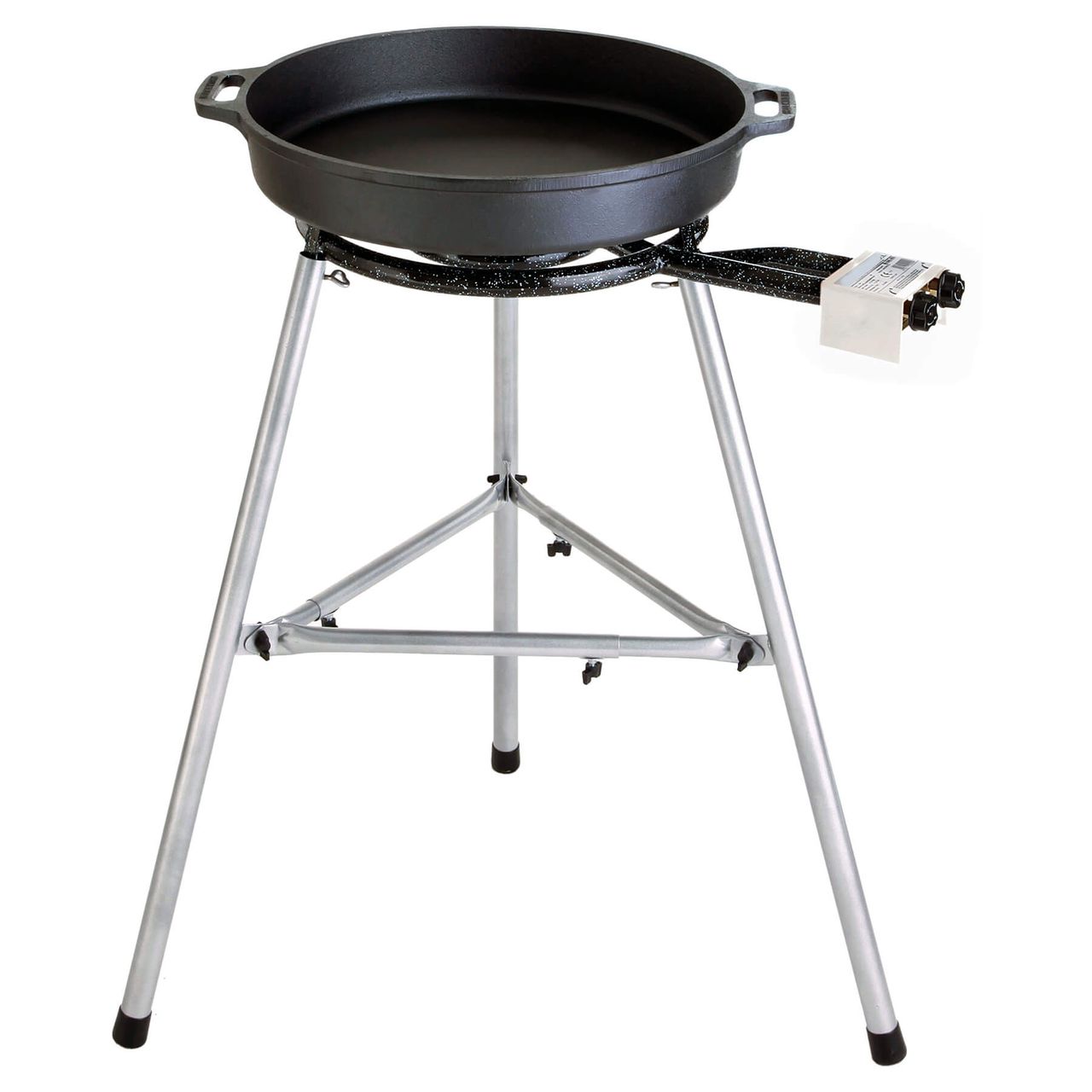 PaellaWorld International Paella Set 2: Gusseisenpfanne 50 cm, 2 – Ring – Brenner, 11, 4 kw, Windschutz
