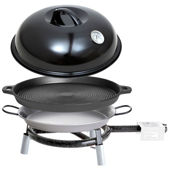 PaellaWorld International Paella World Trekking Line Set inkl. Backhaube, gusseisenpfanne und Paella – Pfanne