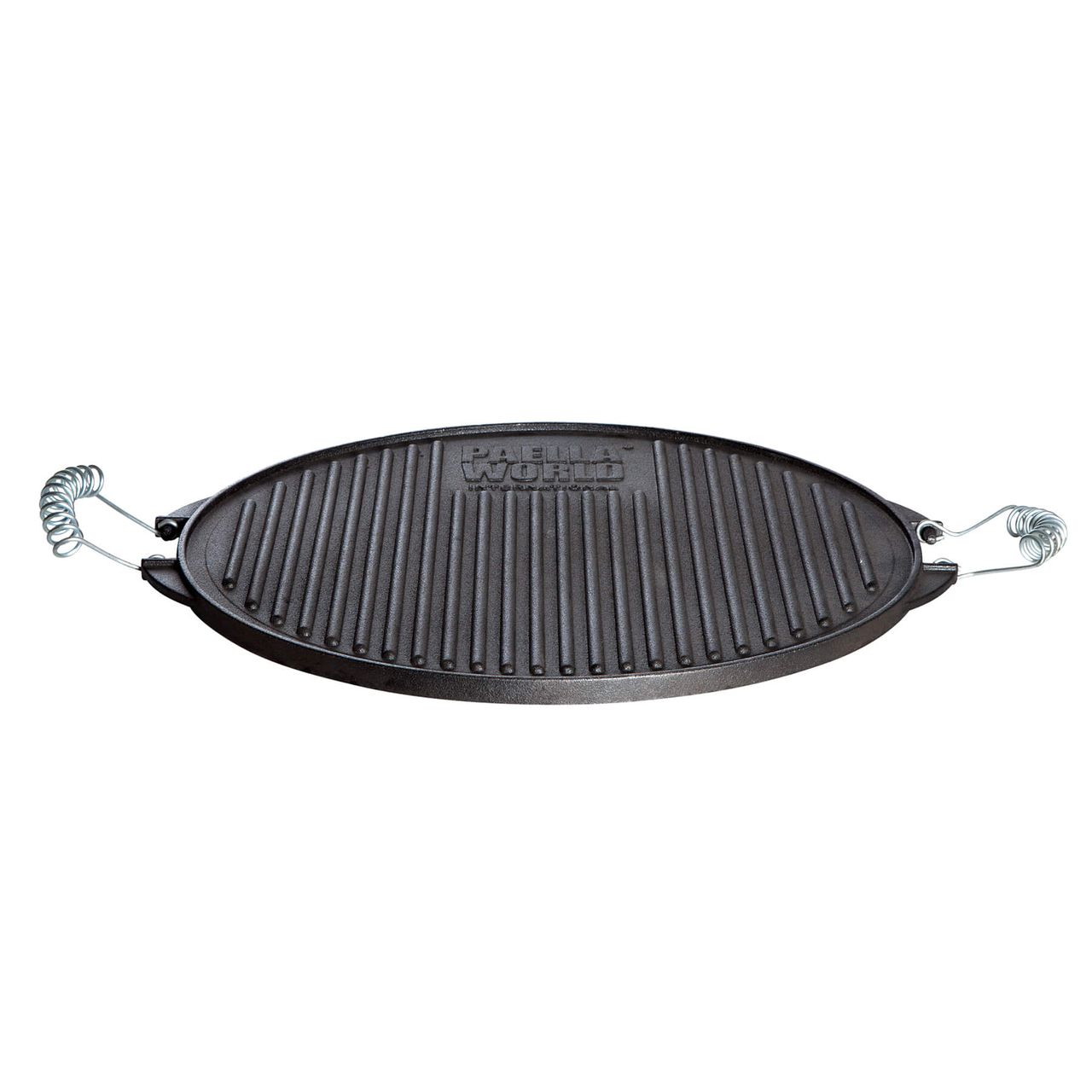 Allgrill Gusseisen – Grillplatte Light mit Edelstahl – Griffen 38 cm rund schwarz