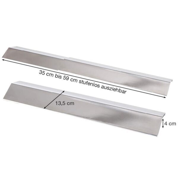 Allgrill Ausziehbares Allgrill Universal – Flammschutzblech Edelstahl 35 – 60 cm – Gasgrill Zubehör