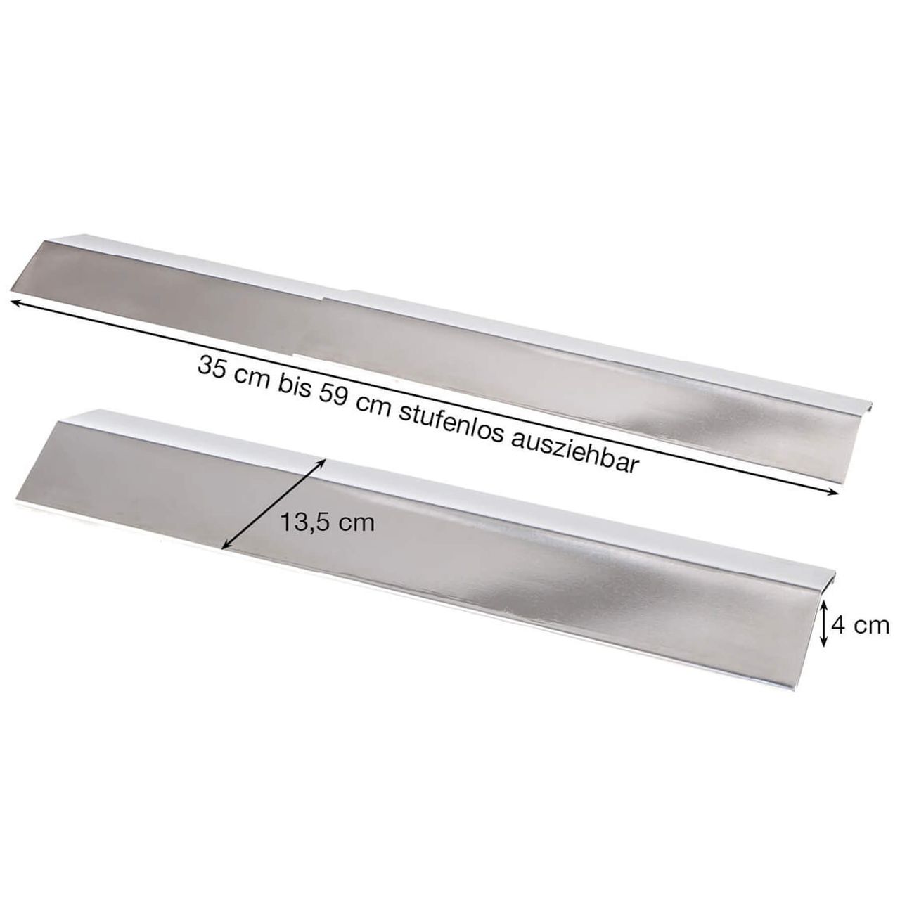 Allgrill Ausziehbares Allgrill Universal – Flammschutzblech Edelstahl 35 – 60 cm – Gasgrill Zubehör