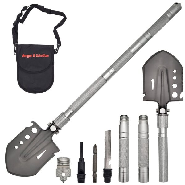 Berger & Schröter Klappspaten Outdoor Schaufel Multifunktionsspaten Klappbar Garten Wandern Camping