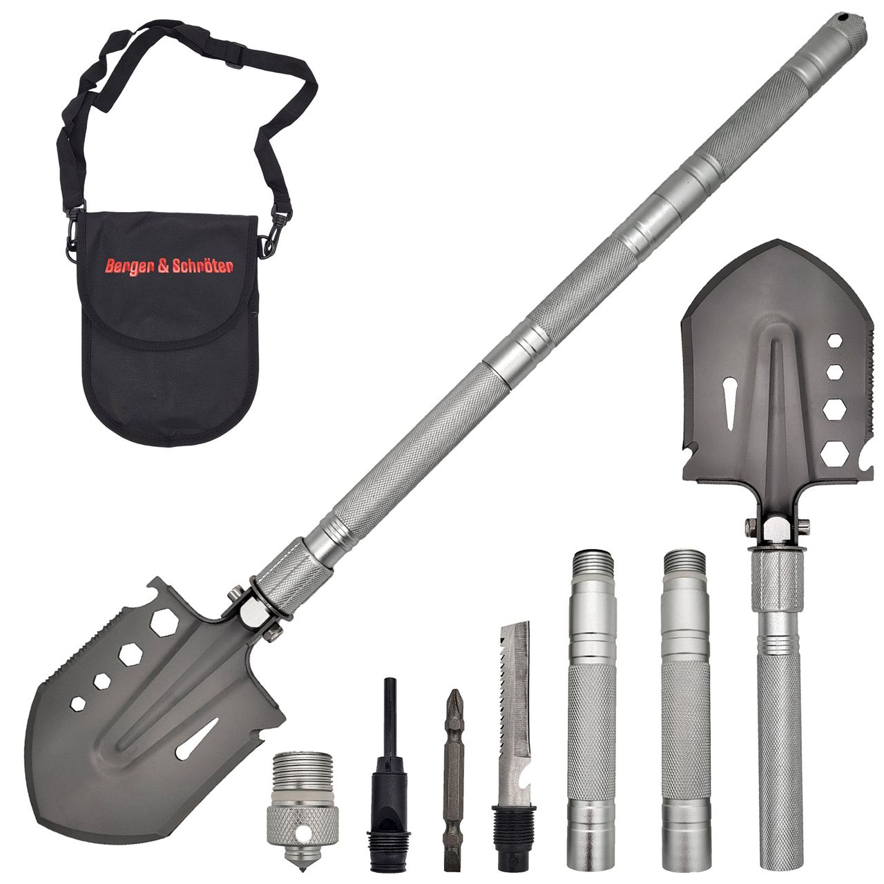 Berger & Schröter Klappspaten Outdoor Schaufel Multifunktionsspaten Klappbar Garten Wandern Camping