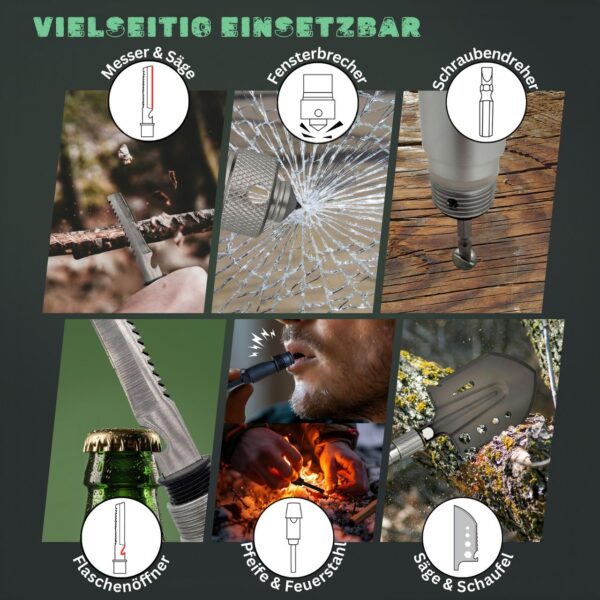 Berger & Schröter Klappspaten Outdoor Schaufel Multifunktionsspaten Klappbar Garten Wandern Camping