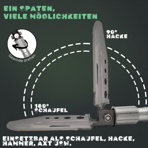 Berger & Schröter Klappspaten Outdoor Schaufel Multifunktionsspaten Klappbar Garten Wandern Camping